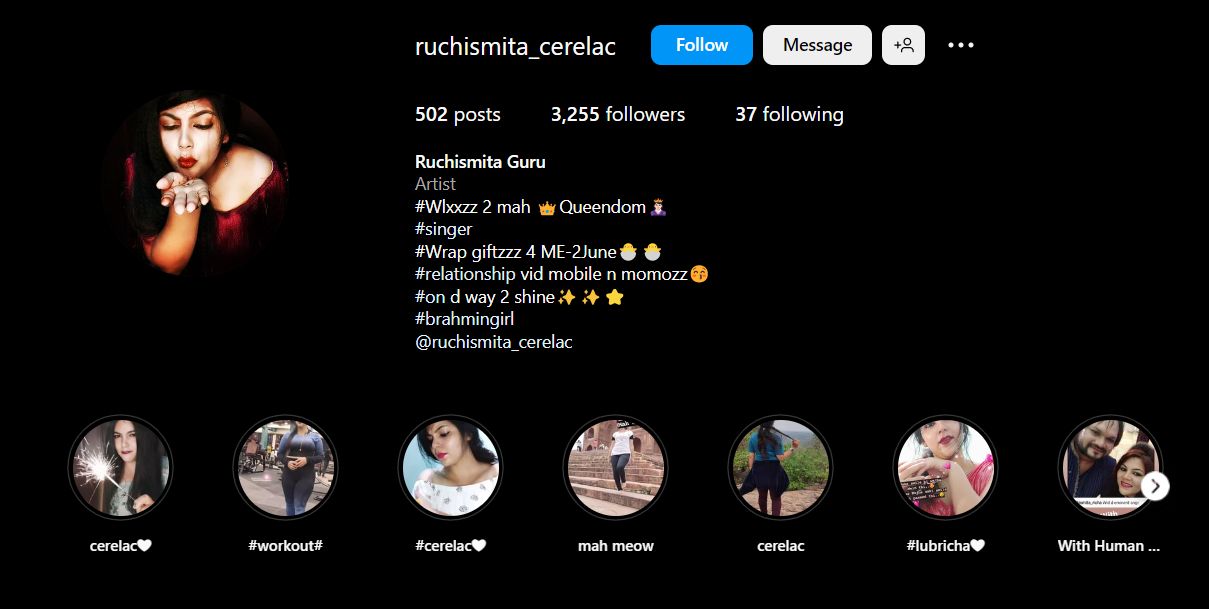 Ruchismita Guru's Instagram account