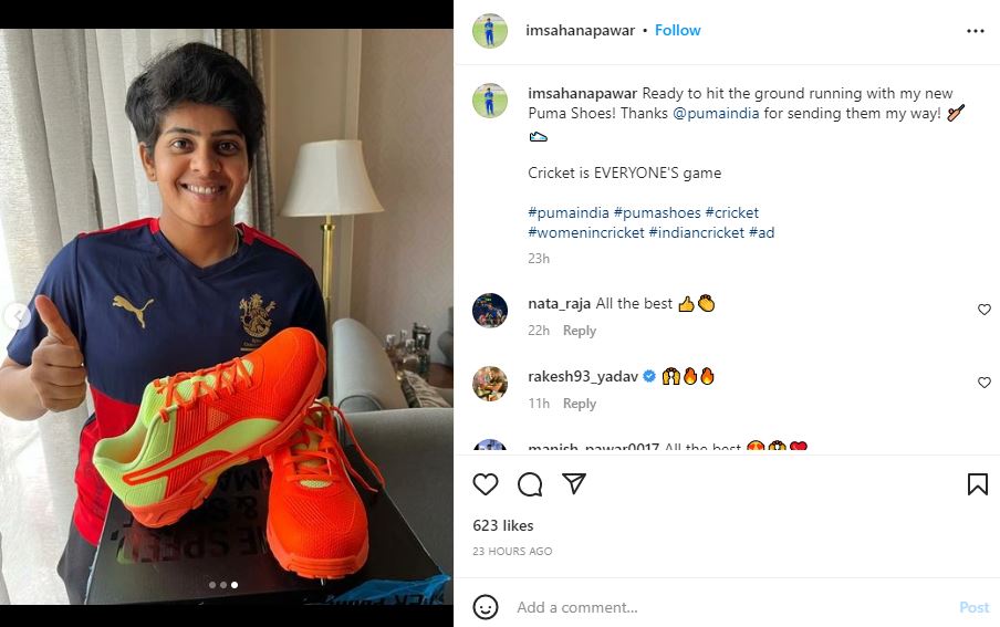 Sahana Pawar endorsing Puma on her Instagram account