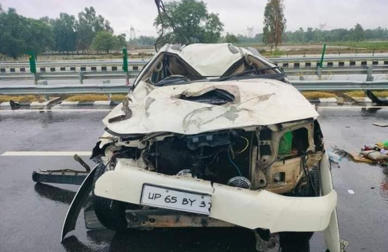 Samar Singh's car after the accident