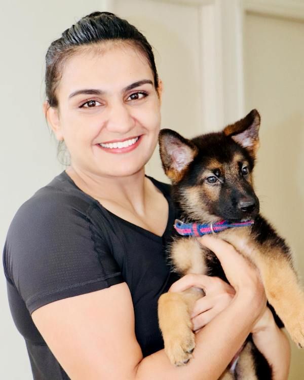 Saweety Boora with her pet dog, Panther