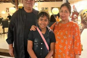 Vanshika Kaushik with her parents, Satish Kaushik and Shashi Kaushik