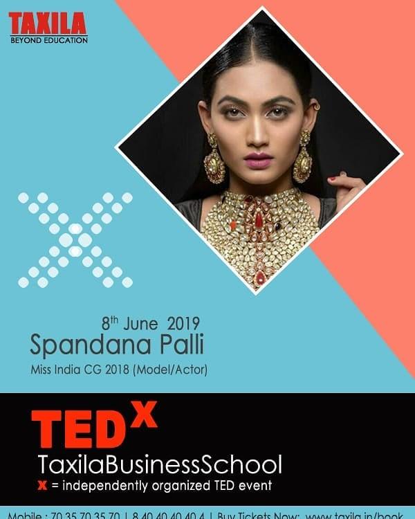 Spandana Palli invited as a guest to speak in a TEDx event at Taxila Business School, Jaipur