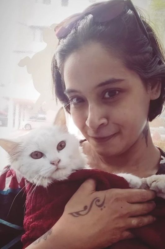 Sridevi Menon with her pet cat
