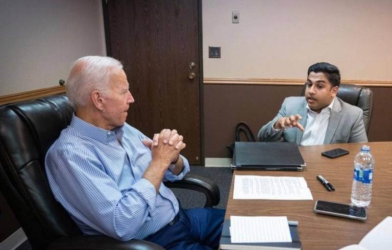 Vedant Patel during a meeting with US President Joe Biden