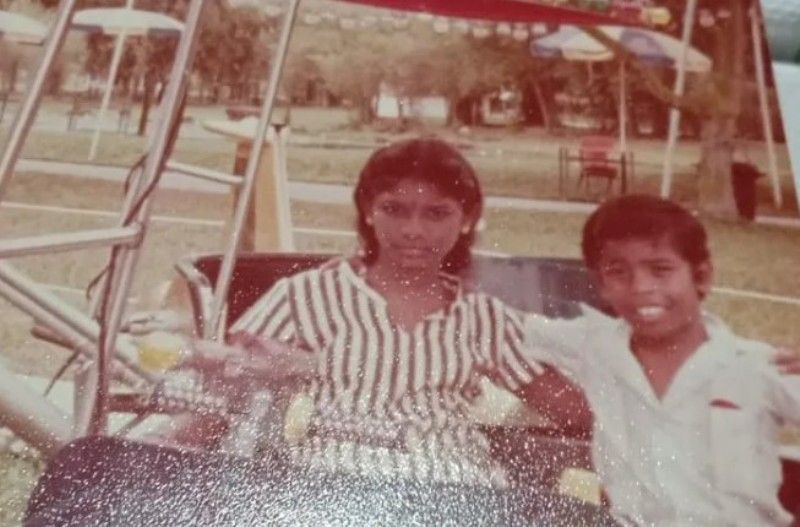 A childhood picture of Tangaraju with his sister, Leelavathy