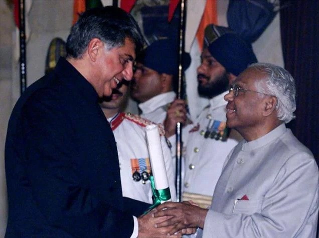 A photo of Ratan Tata taken when he was receiving the Padma Bhushan