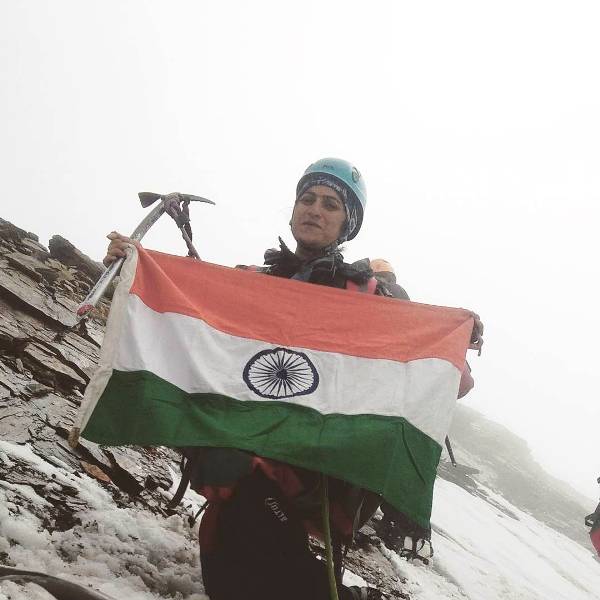 A picture of Baljeet Kaur taken at the Friendship Peak summit