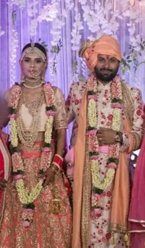 A wedding photograph of Bhumika Bahl's first marriage