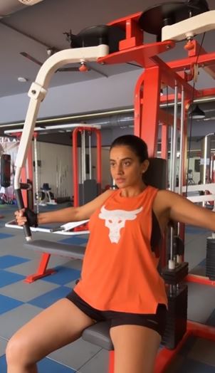 Akshara Singh during her workout session