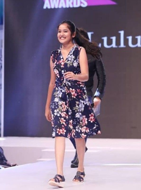 Anikha Surendran walking the ramp at the Lulu Fashion Week, held at Lulu Mall in Kochi in 2019
