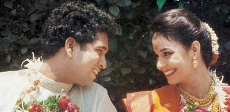 Anjali Tendulkar with Sachin Tendulkar during their wedding reception