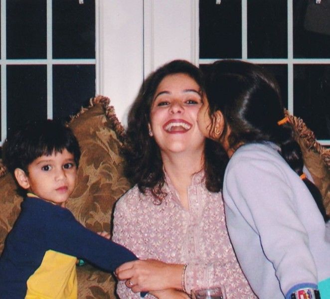 Anjali Tendulkar with her children, Sara and Arjun, during their childhood