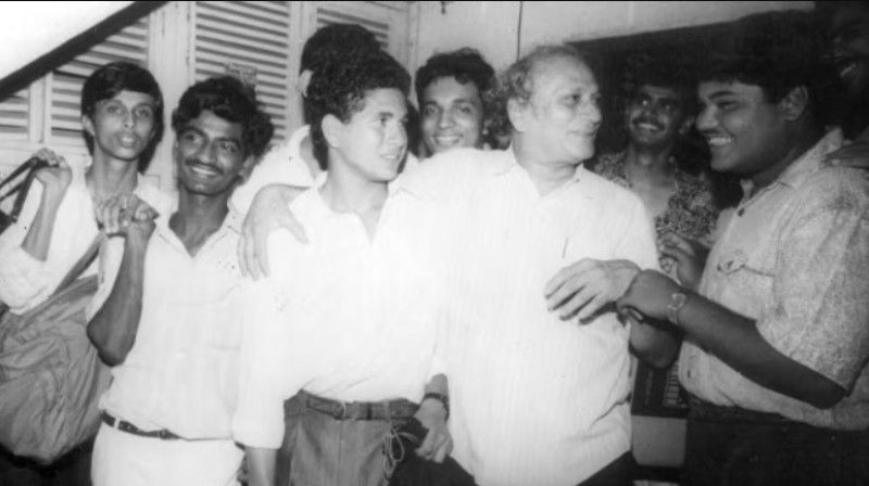 Anjali Tendulkar's father-in-law, Ramesh Tendulkar, with her husband, Sachin Tendulkar