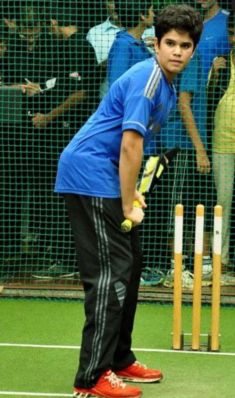 Arjun Tendulkar during his knock of 118 runs in the Smaaash Master Blaster School Cricket Championship