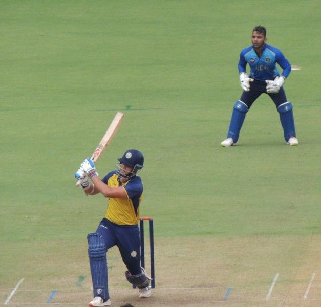 Arjun Tendulkar playing for Goa in a domestic tournament
