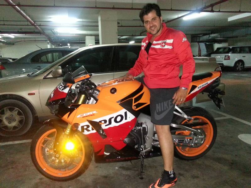 Bhakhtyar Irani posing with his Honda CBR600RR