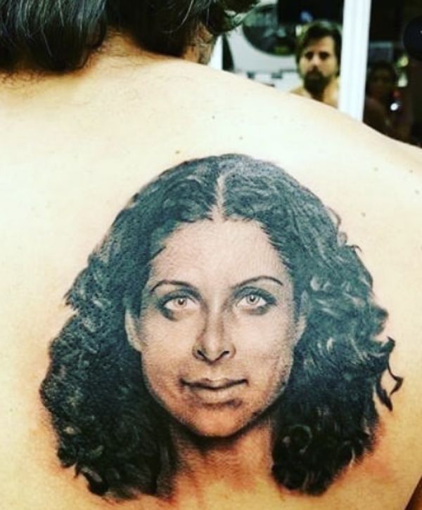 Bhakhtyar Irani's tattoo of his wife's face on his upper back