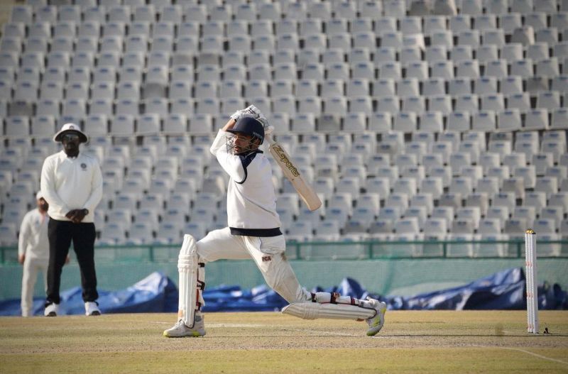 Gurnoor Brar batting during his maiden Ranji half-century