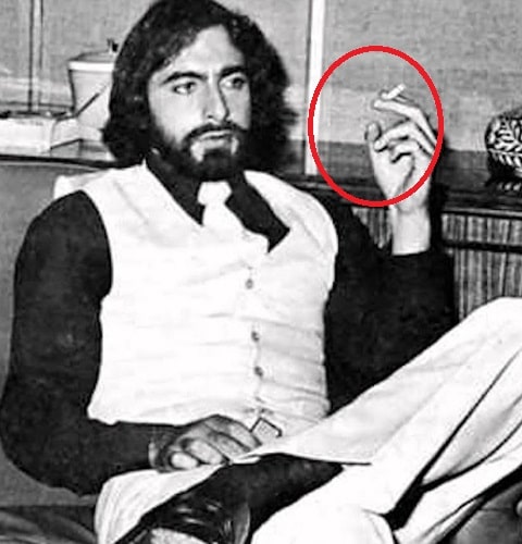 Kabir Bedi while smoking a cigarette