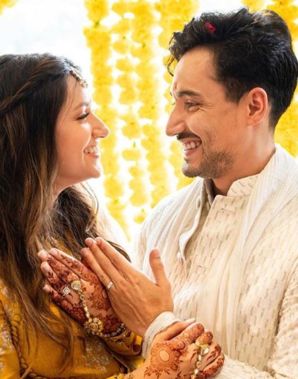 Krishna Bhatt and Vedant Sarda on their engagement day