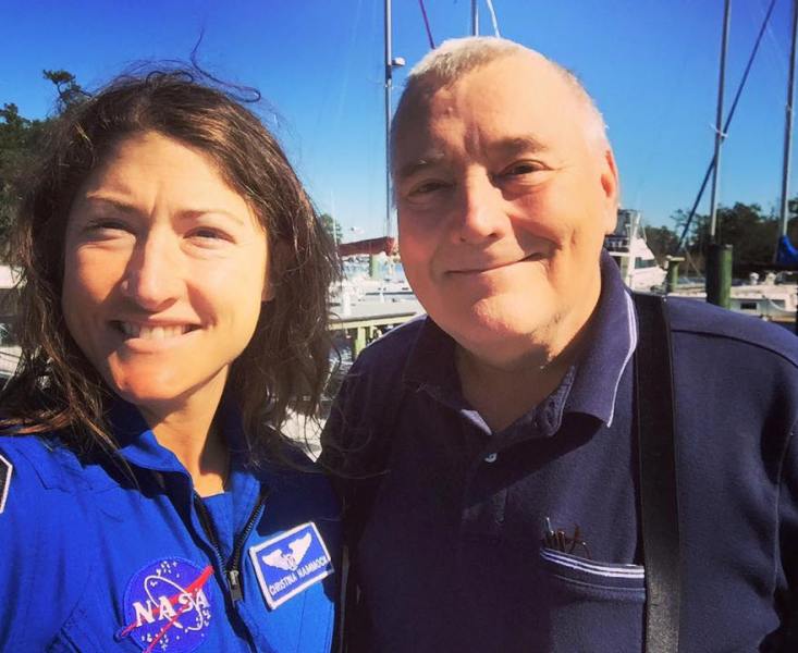 NASA Astronaut Christina Hammock Koch with her father, Ronald Hammock