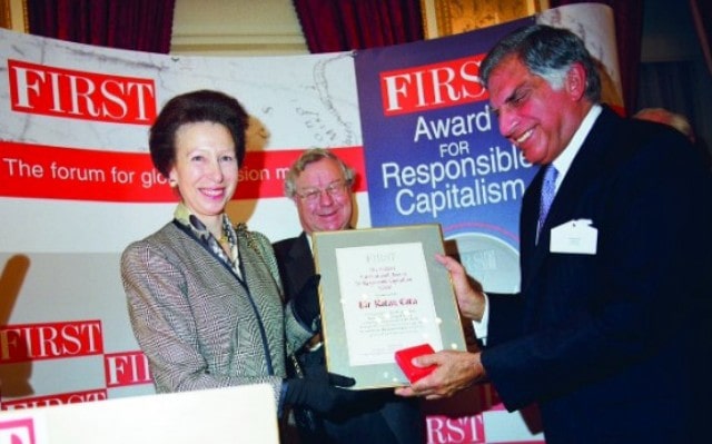 Ratan Tata receiving his Responsible Capitalism Award