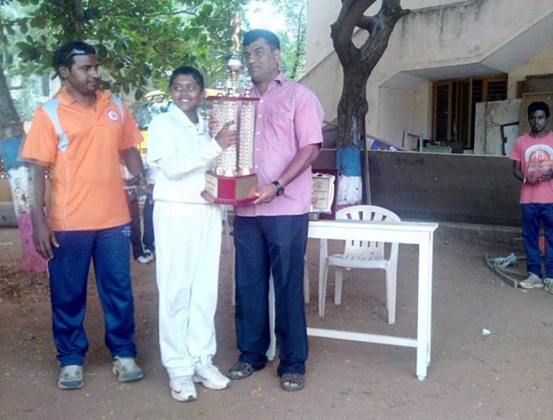 Sai Sudharsan awarded after winning the first tournament for his school
