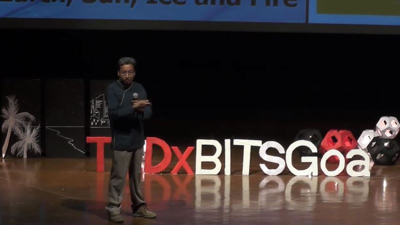 Sonam Wangchuk giving a TEDx speech in 2017