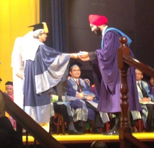 Sukhjit Singh Gill receiving his LLB (Hons) degree at Universiti Malaya