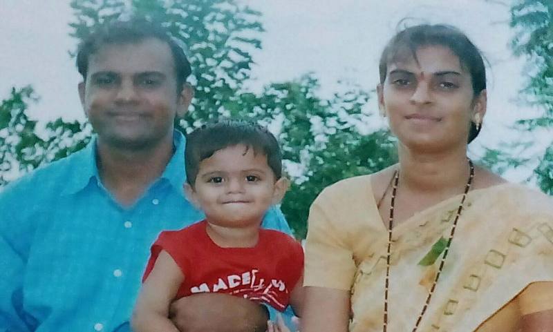 A childhood photo of Prathamesh Jawkar with his parents