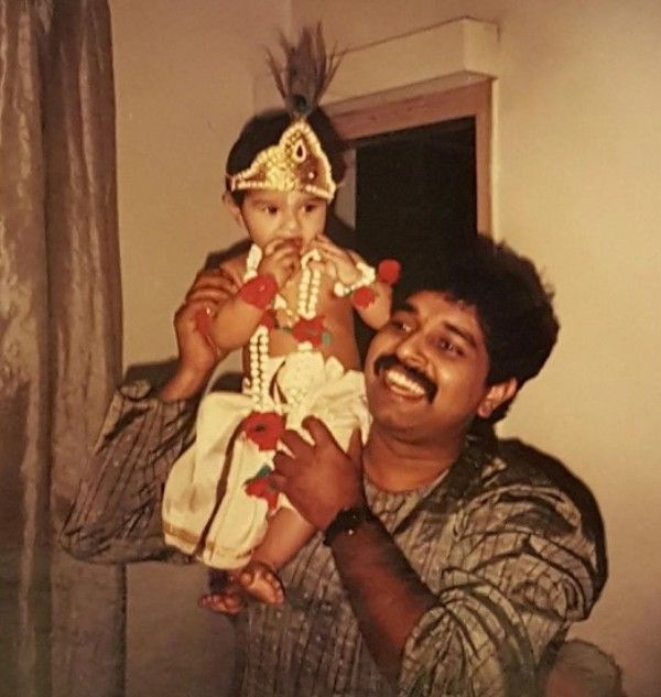 A childhood photo of Siddharth Mahadevan with his father, Shankar Mahadevan