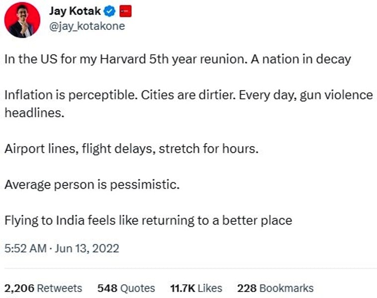 A photo of Jay Kotak's tweet