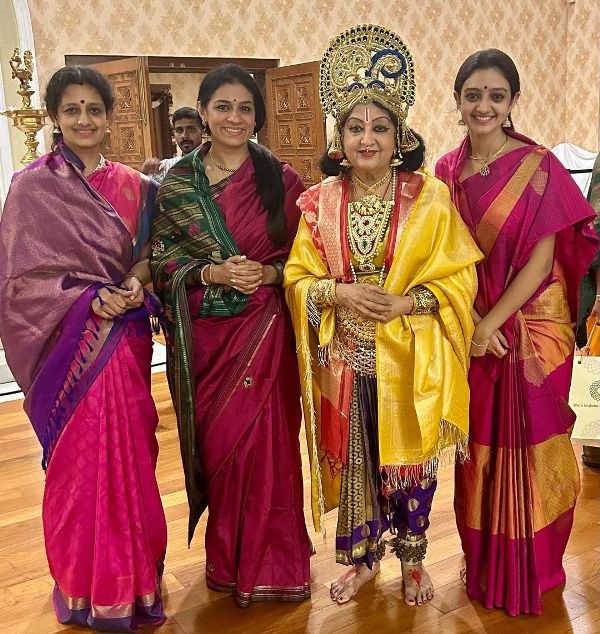 A photo of Padma Subrahmanyam (second from right) during a dance performance