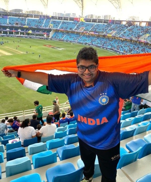 A photo of Shivam Mahadevan at a stadium during a cricket match
