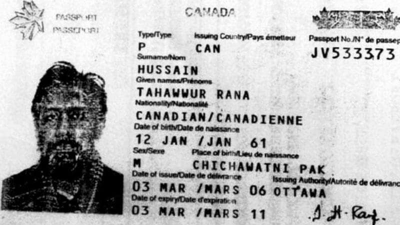 A photocopy of Tahawwur Rana's Canadian passport