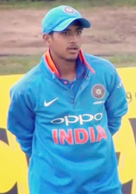 A photograph of Yash Thakur from an India Under-19 match