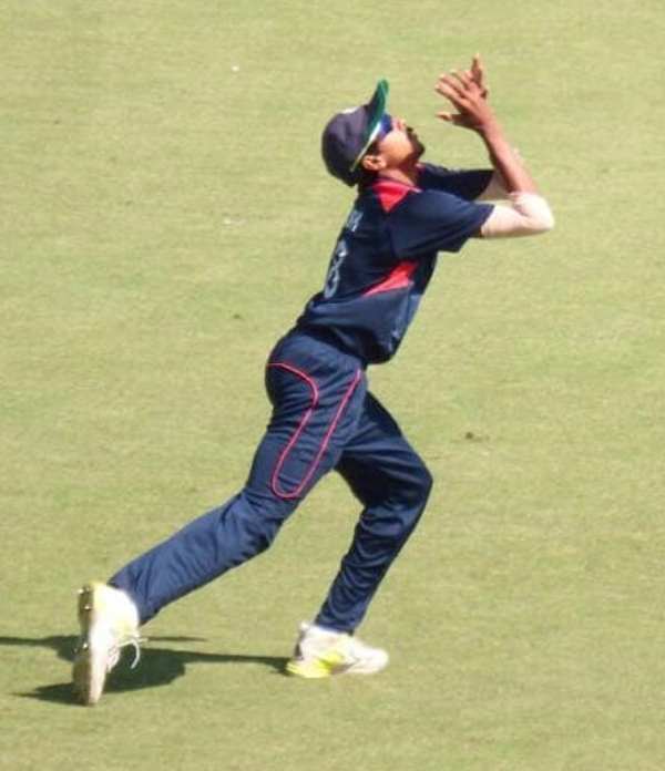 A photograph of Yash Thakur playing in the Vijay Hazare Trophy