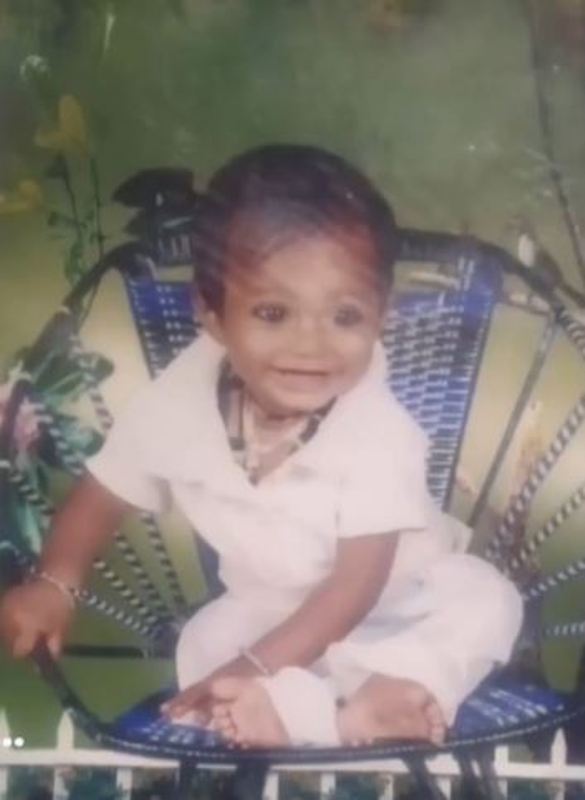 A picture of Maleesha Kharwa from when she was a baby