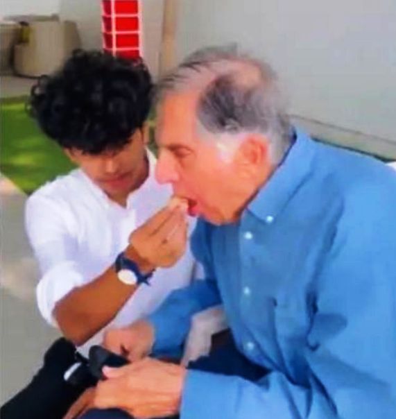 A snippet of the video in which Shantanu Naidu is seen celebrating birthday with Ratan Tata