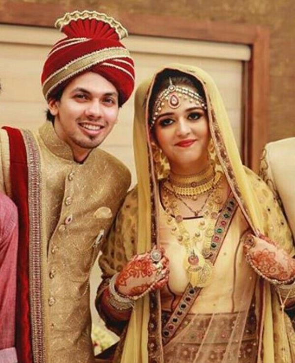 A wedding day image of Jumana Khan and Ajmal Khan