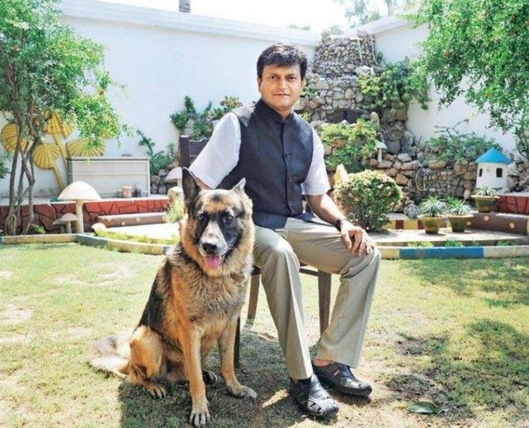 Ajay Alok with his pet dog