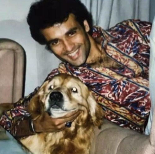 An old picture of Rohit Roy with his pet dog
