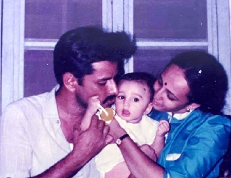 Anshul Trivedi with his parents in his childhood