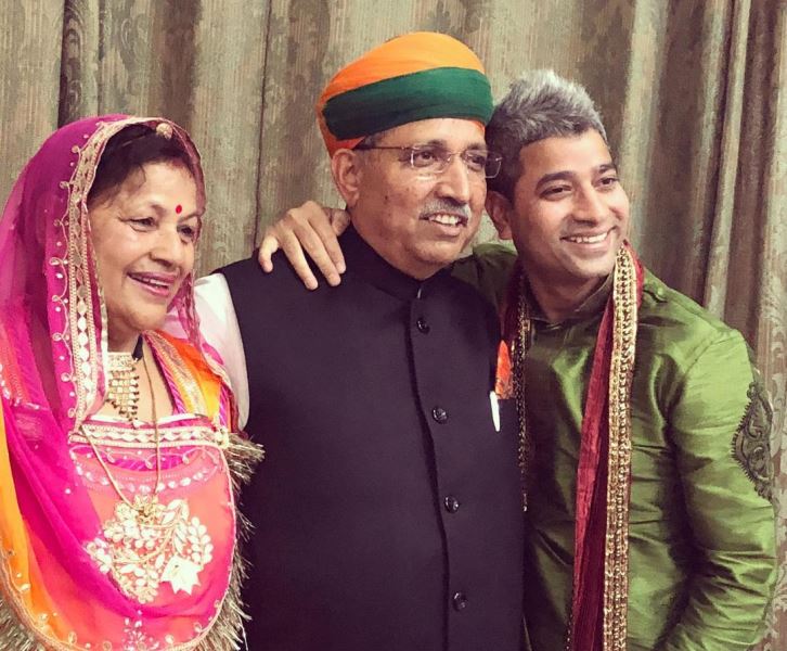 Arjun Ram Meghwal with his wife and son Naveen Meghwal