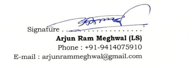 Arjun Ram Meghwal's signature