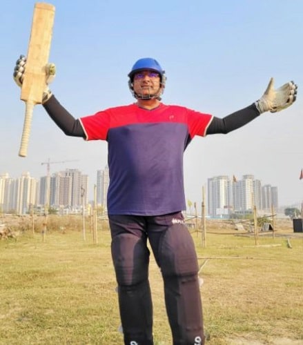 Atul Agrawal during one of his cricket matches