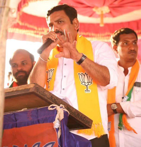 B. Y. Vijayendra addressing a BJP rally
