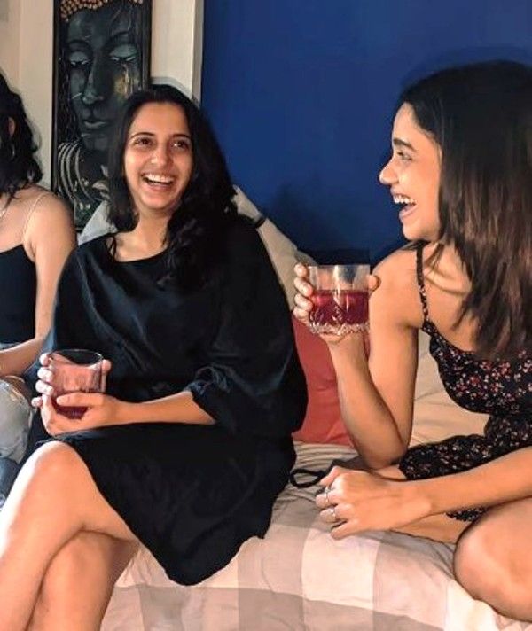 Bhagyashree Limaye (right) consuming alcohol with her friends