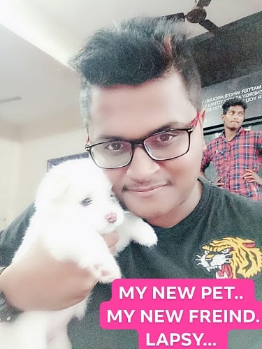 Chaitanya Master with his pet dog