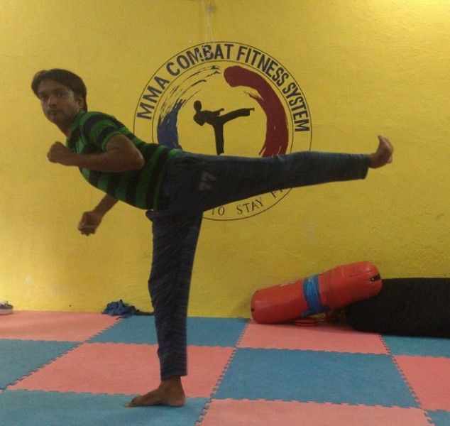 Chandra Shekhar Dutta practicing Taekwondo